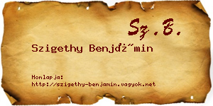 Szigethy Benjámin névjegykártya
